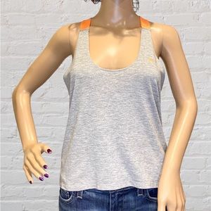 Nike Elastika Training Running Tank Top Shirt Gray Orange Racerback Sz Small EUC